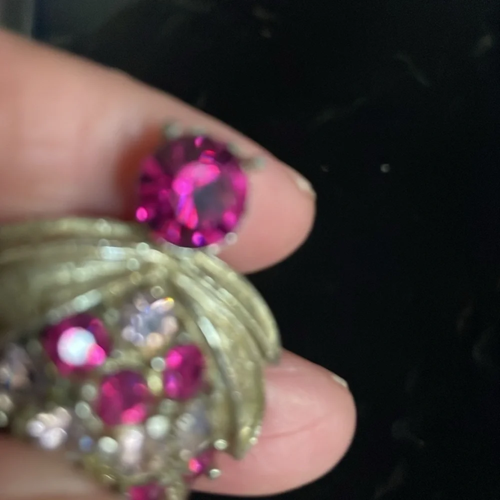 Vintage Fly Pink -Clear Crystal Brooch